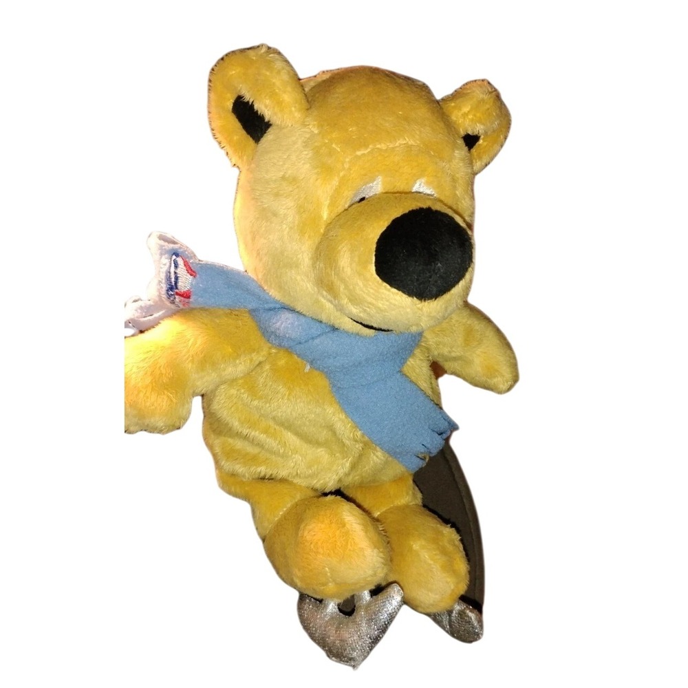US Figure Skating Stuffed Bear Plushie Snowplow Sam‎ scarf Very Rare HTF EUC